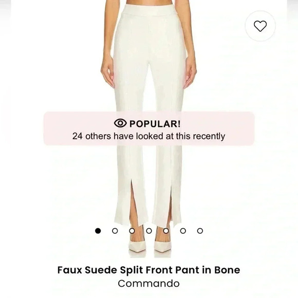 Commando Faux Suede Split Front Pant in Bone New W/Tag Size S - Picture 3 of 7